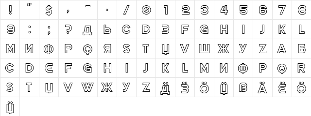 Cold War Regular  glyph index
