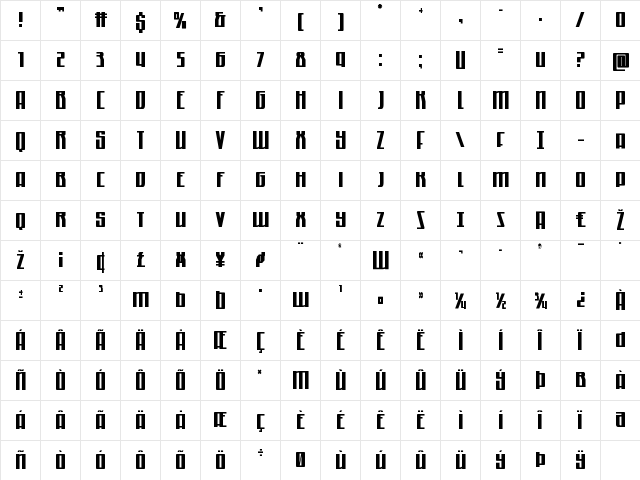 Quantum of Malice Condensed Condensed  glyph index