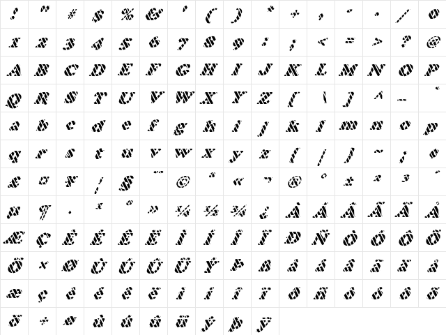 FZ ROMAN 4 STRIPED ITALIC Normal  glyph index