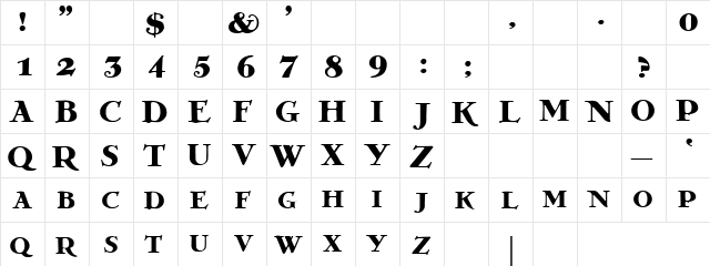 Greko Bold  glyph index