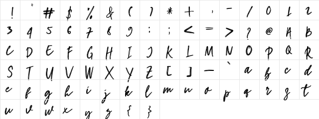 hangouts Regular  glyph index