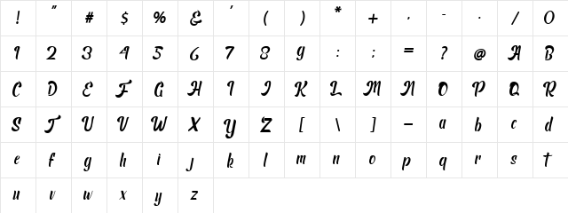 Rush Hour Demo Regular  glyph index