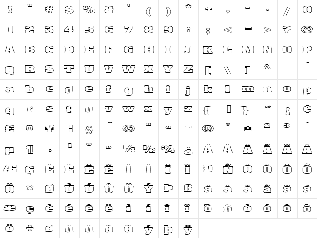FZ BASIC 52 HOLLOW EX Normal  glyph index