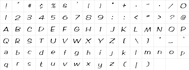 Iambus Oblique  glyph index