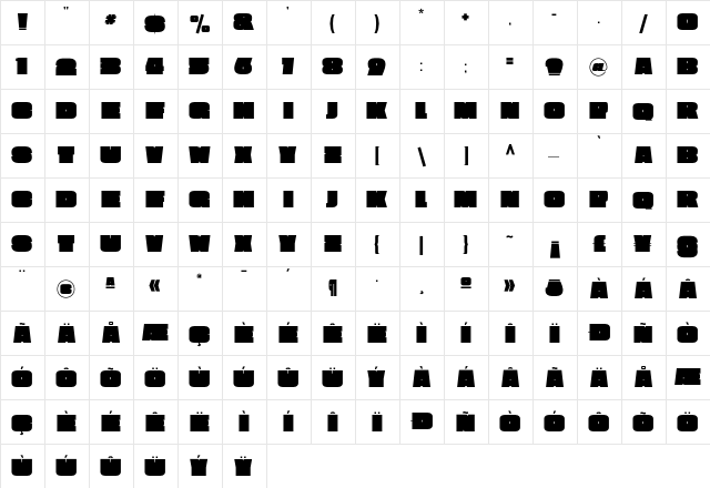 Extra Black  glyph index