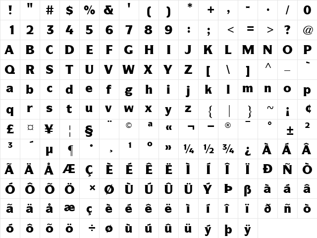 ITCSymbol-Black Black  glyph index