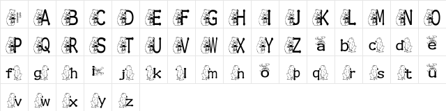 KG BEAR&FROG Regular  glyph index
