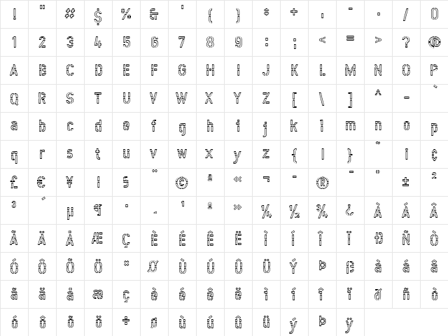 Offline-Outline Medium  glyph index