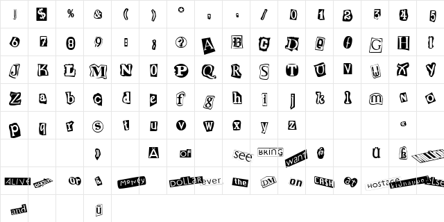 Erpressung Normal  glyph index