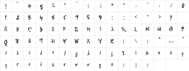 Whaze Regular  glyph index