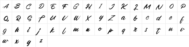 Regad FREE Regular  glyph index