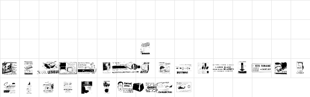 Reclame Regular  glyph index