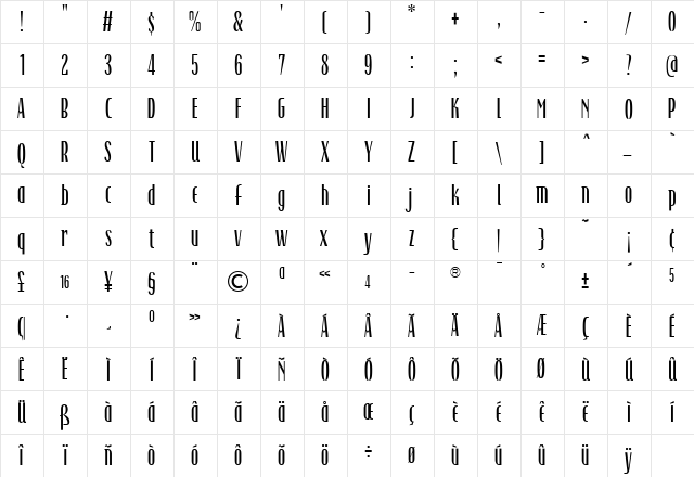 TFRaincheck Light  glyph index
