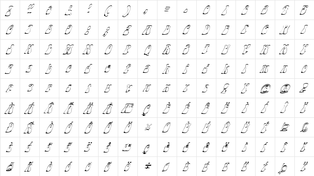 FZ JAZZY 14 SHADOW ITALIC Normal  glyph index