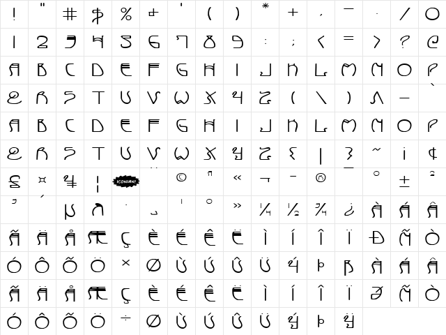 Coyote Deco Expanded Expanded  glyph index