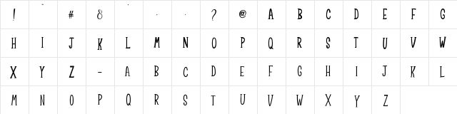 Wellington Sans Regular  glyph index