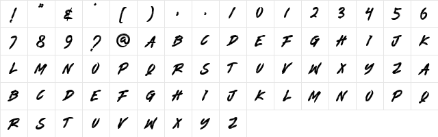 WONDERKID Regular  glyph index