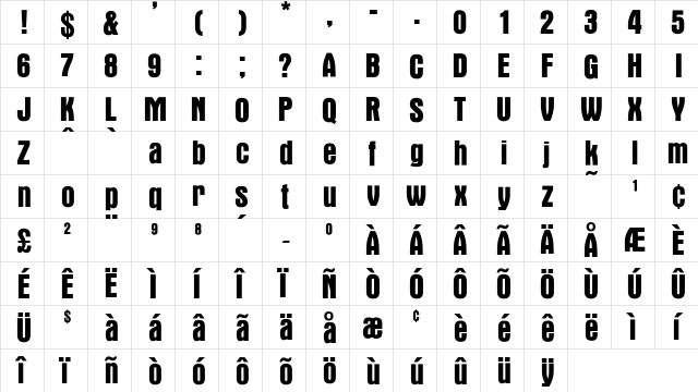OPTIAuroraGroteskNine Medium  glyph index