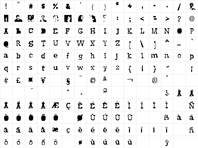uscemi Regular  glyph index