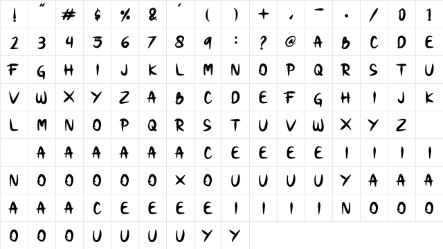 Snobi Regular  glyph index