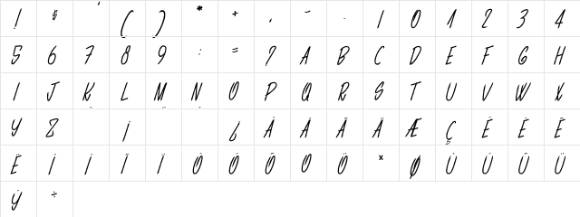 LES CAROTTES SONT FRAICHES Italic  glyph index
