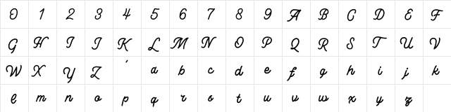 LesleyDemo Regular  glyph index