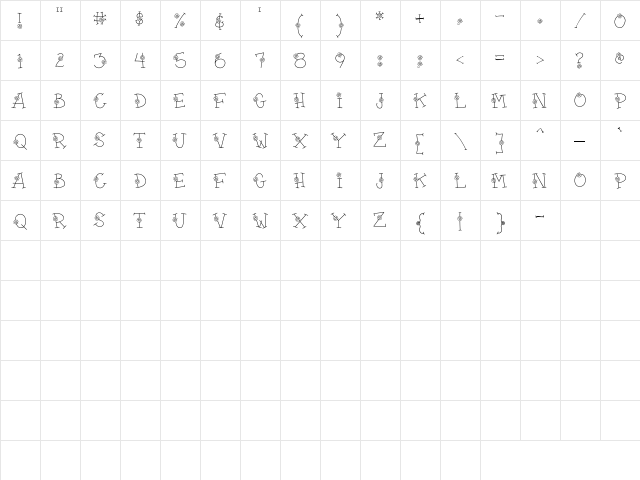 Doodle Daisy Regular  glyph index