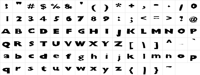 ChunkoBlockoXtraDark Regular  glyph index