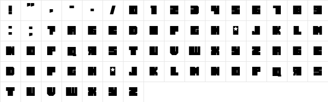 Russiano Regular  glyph index