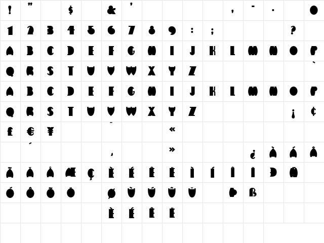 Flatiron Capital Regular  glyph index