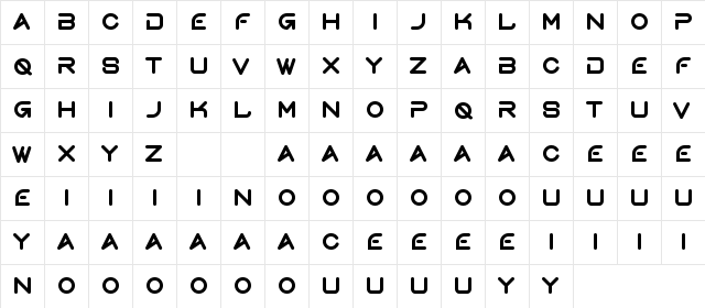 Gerth Demo Bold  glyph index