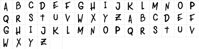 Rainbow Regular  glyph index