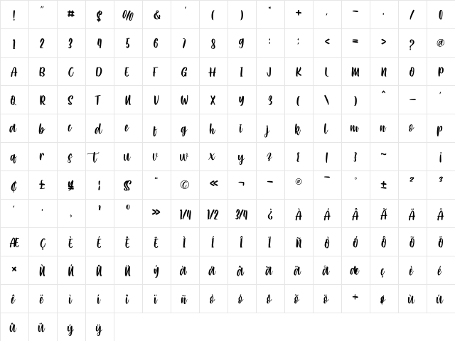 love mom Regular  glyph index