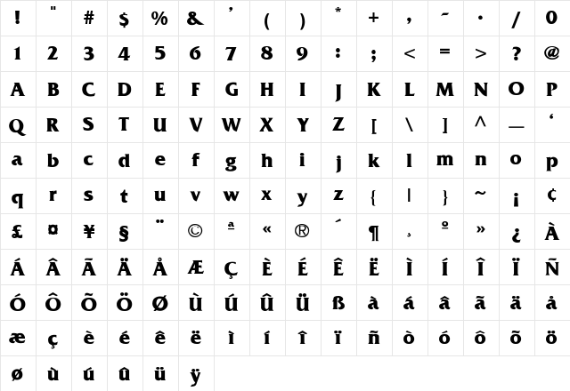 Ipolito-Bold Regular  glyph index