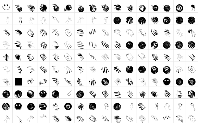 Gestures Regular  glyph index