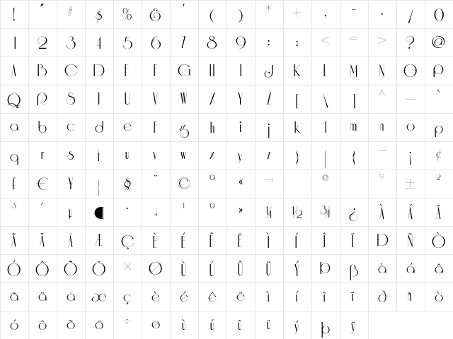 Mighty Ditey NF Regular  glyph index
