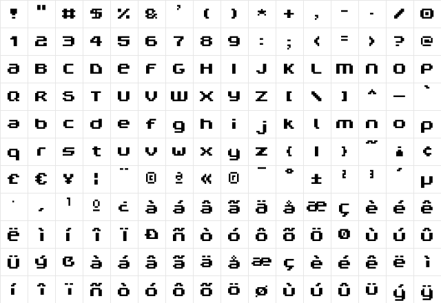 V5 Prophit Non  glyph index