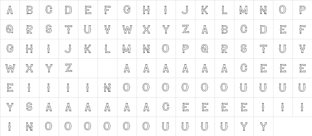 The Lekker DEMO Outline Regular  glyph index