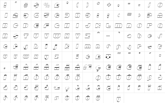 DiscoOutline Italic  glyph index