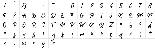 The Wave Regular  glyph index