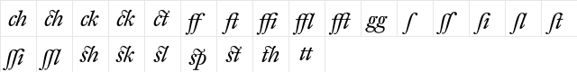 DTLFleischmannTAlternate Italic  glyph index