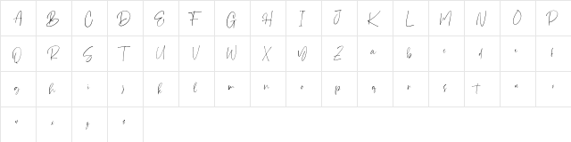 Steven mattew Regular  glyph index