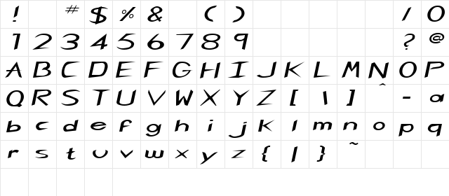 SingaporeExtended Italic  glyph index