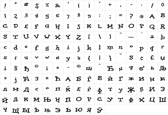 DoloresCyr-ExtraBold Regular  glyph index