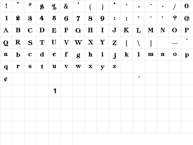 PreposSSK Bold  glyph index