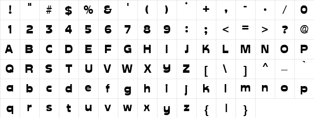 Fatty 32 Regular  glyph index