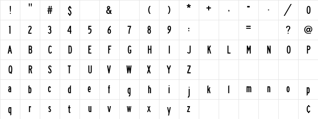 Roadgeek 2000 Series B Regular  glyph index