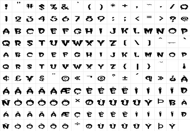 FZ WACKY 39 EX Normal  glyph index