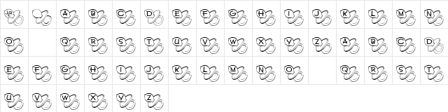 JLR Binky Regular  glyph index