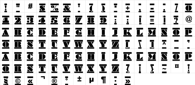 a_BraggaTitulDcFr Regular  glyph index